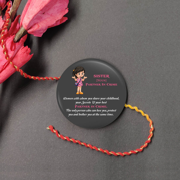 Indianvibez Sister Metal Rakhi/Lumba with Fridge Magnet - Kids Rakhi