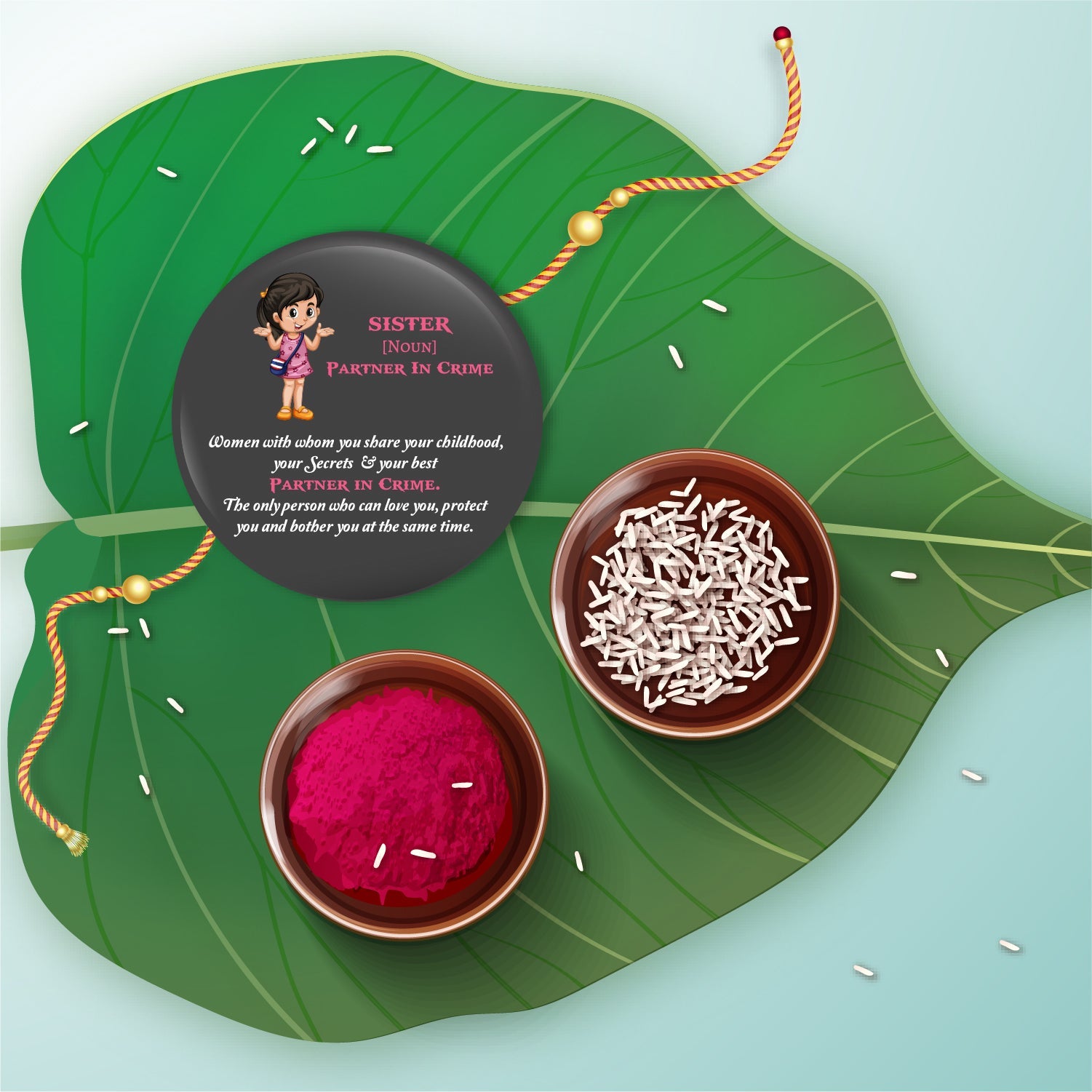 Indianvibez Sister Metal Rakhi/Lumba with Fridge Magnet - Kids Rakhi