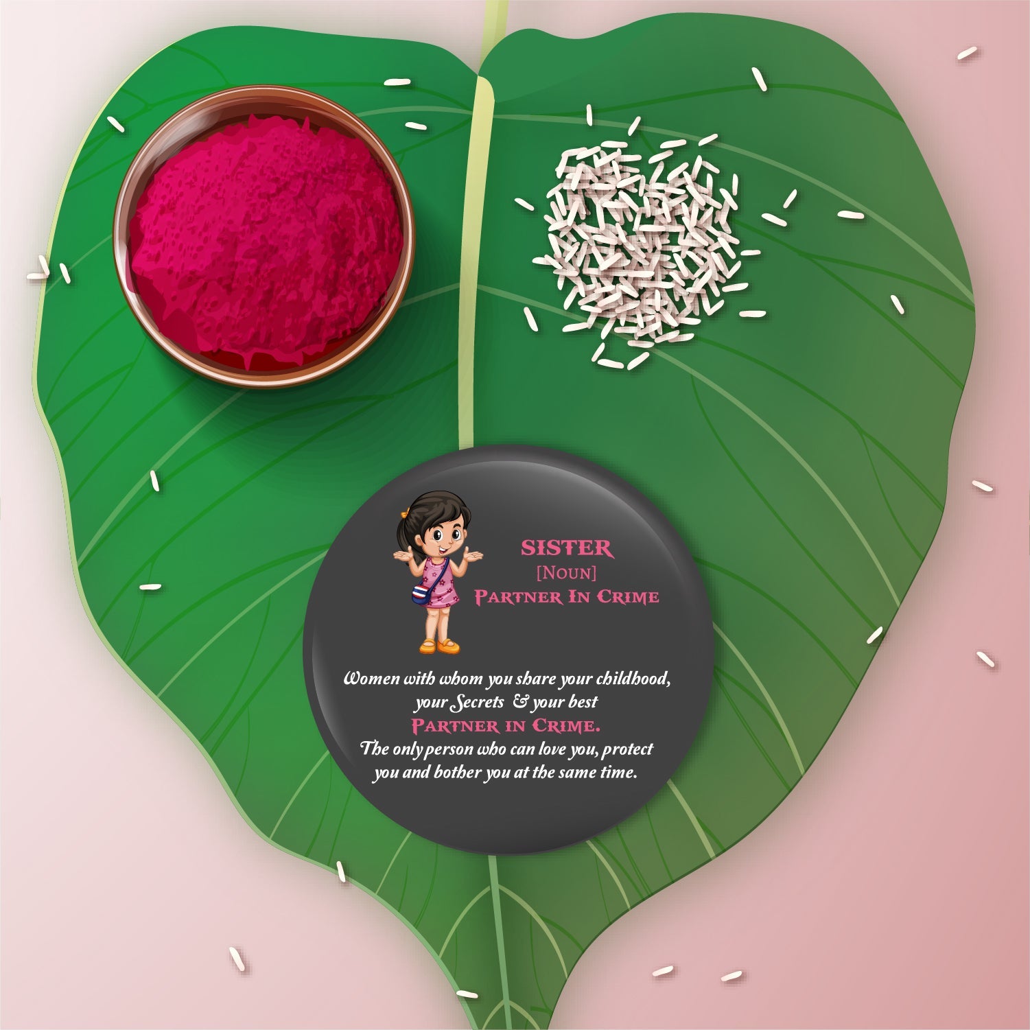 Indianvibez Sister Metal Rakhi/Lumba with Fridge Magnet - Kids Rakhi
