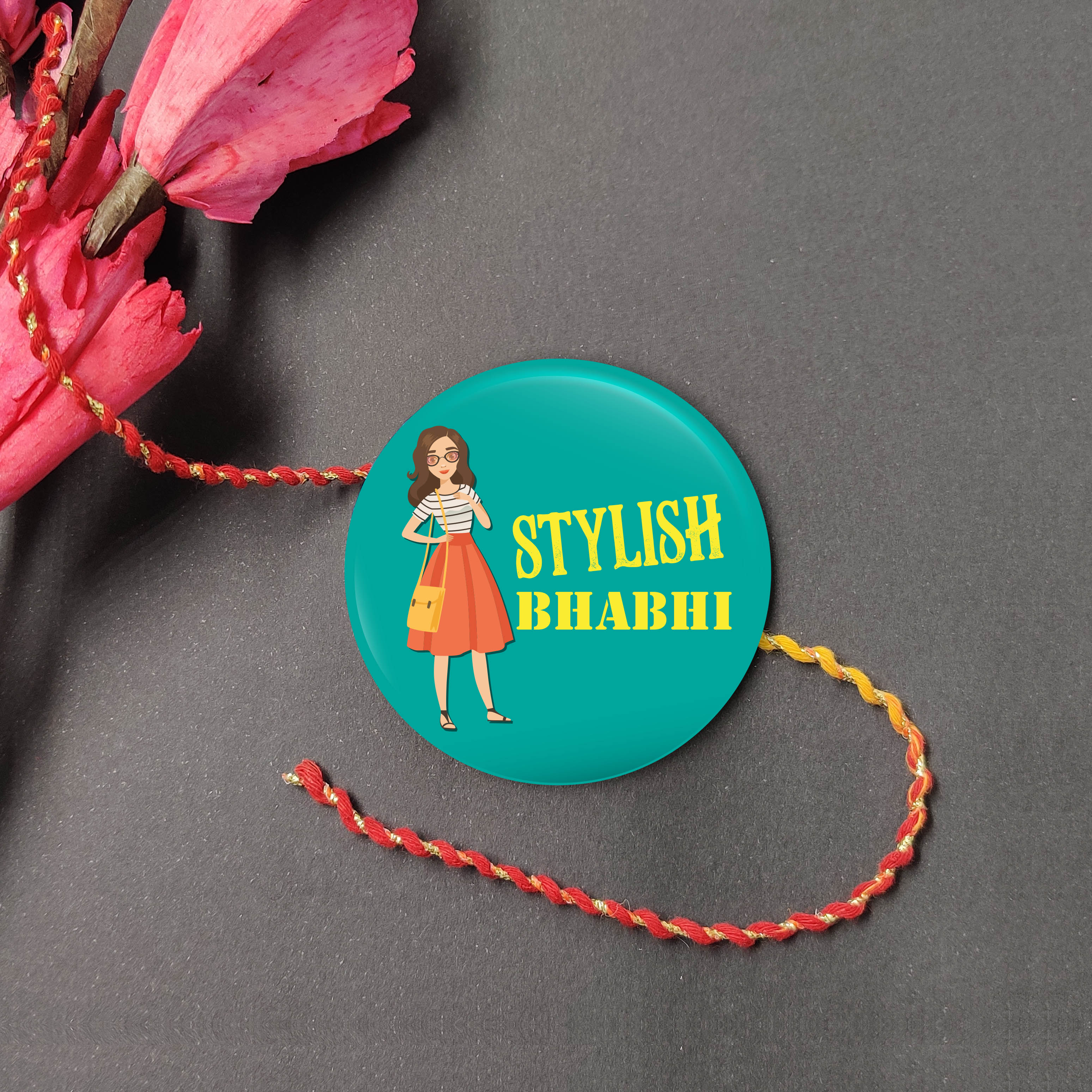 Indianvibez Stylish Bhabhi Metal Rakhi/Lumba with Fridge Magnet - Kids Rakhi