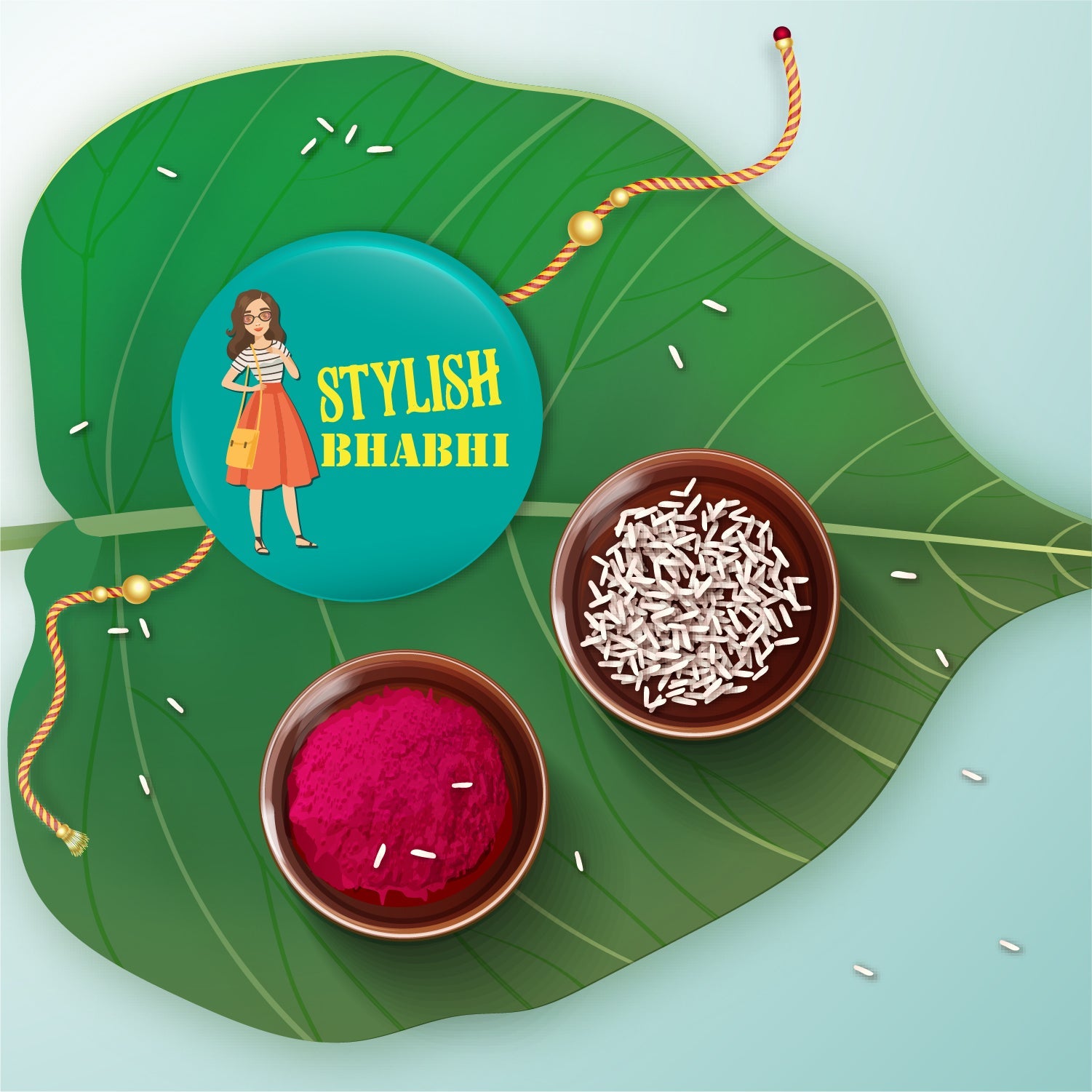 Indianvibez Stylish Bhabhi Metal Rakhi/Lumba with Fridge Magnet - Kids Rakhi