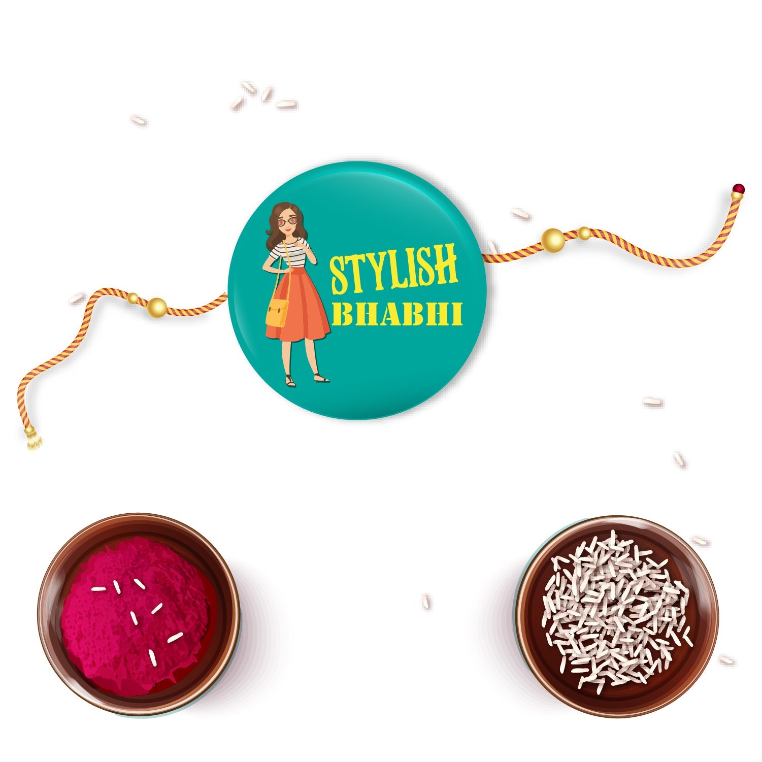 Indianvibez Stylish Bhabhi Metal Rakhi/Lumba with Fridge Magnet - Kids Rakhi