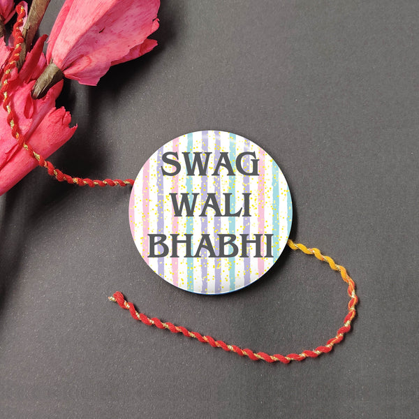 Indianvibez Swag Wali Bhabhi Metal Rakhi/Lumba with Fridge Magnet - Kids Rakhi