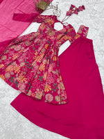 Thumbnail for Evanik Rani Pink Pure Romance Silk With Print Kediya With Palazzo Suit