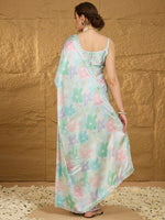 Thumbnail for NOZ2TOZ Women's Satin Silk Light Blue Embellished Designer Saree With Blouse Piece - Distacart