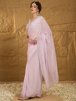 Thumbnail for NOZ2TOZ Women's Chiffon Mauve Embellished Designer Saree With Blouse Piece - Distacart