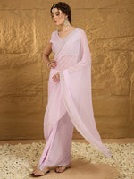 Thumbnail for NOZ2TOZ Women's Chiffon Mauve Embellished Designer Saree With Blouse Piece - Distacart