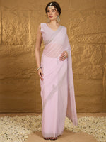 Thumbnail for NOZ2TOZ Women's Chiffon Mauve Embellished Designer Saree With Blouse Piece - Distacart