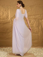 Thumbnail for NOZ2TOZ Women's Chiffon Lavender Embellished Designer Saree With Blouse Piece - Distacart