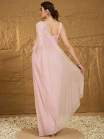 Thumbnail for NOZ2TOZ Women's Chiffon Pink Embellished Designer Saree With Blouse Piece - Distacart