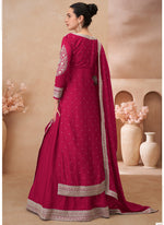 Thumbnail for Vegaa Fashion Rani Pink Real Chinon Silk Embroidered Lehenga Style Suit