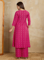 Thumbnail for Prazu Fashion Pink Printed Cotton Blend Kurta Pant Set - Distacart