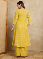 Thumbnail for Prazu Fashion Yellow Printed Cotton Blend Kurta Pant Set - Distacart