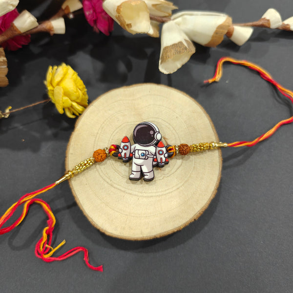 Indianvibez Astronaut Wooden Rakhi, Space Theme Rakhi - Kids Rakhi
