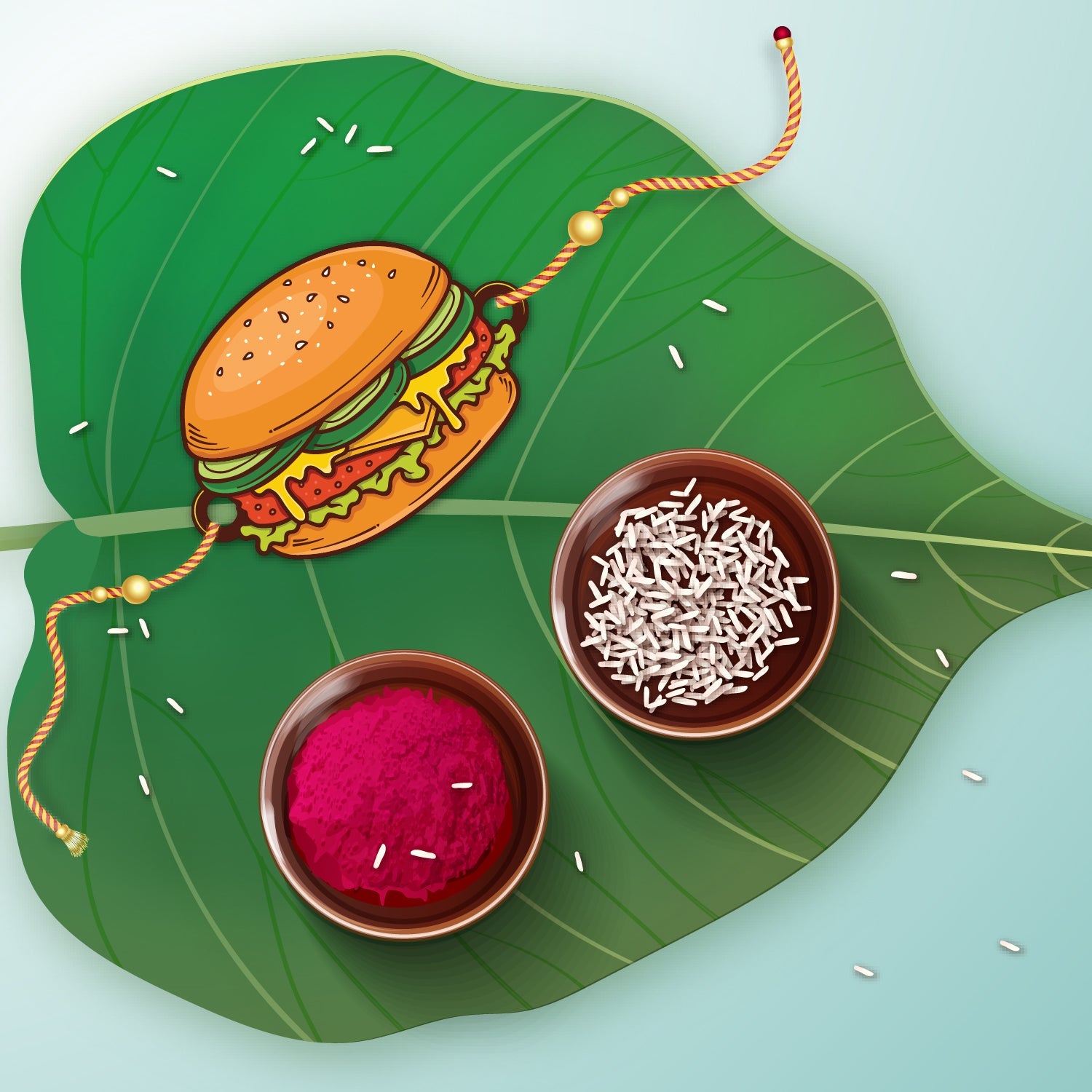 Indianvibez Burger Wooden Rakhi, Food Rakhi for Brother - Kids Rakhi