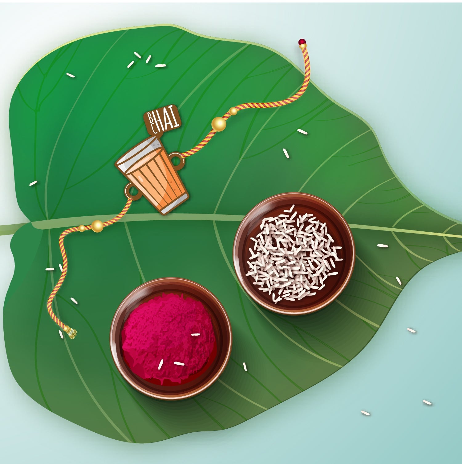 Indianvibez Chai Lover Wooden Rakhi, Food Rakhi for Tea Lover Brother - Kids Rakhi