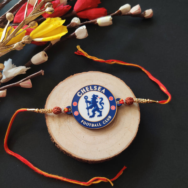 Indianvibez Chelsea Wooden Rakhi, Football Rakhi for Brother - Kids Rakhi