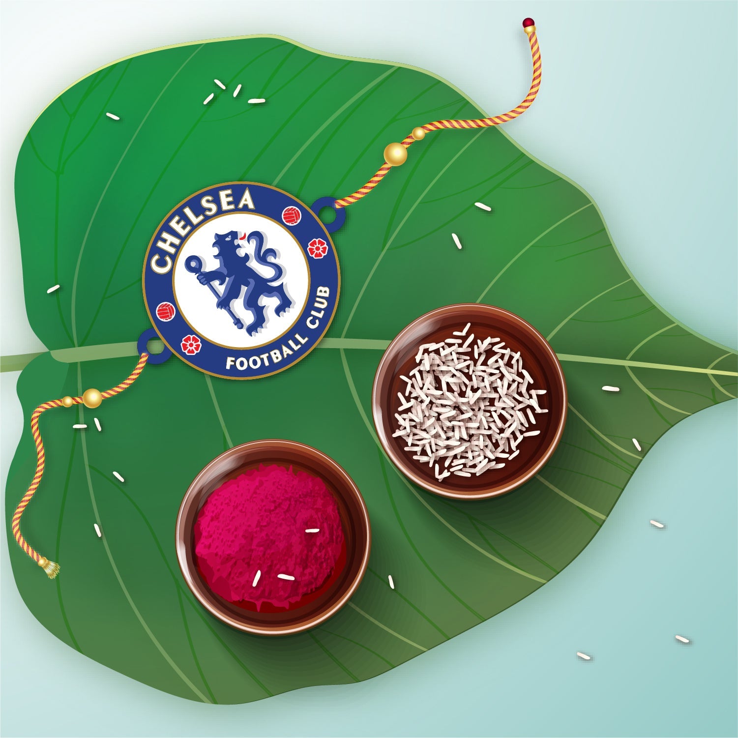 Indianvibez Chelsea Wooden Rakhi, Football Rakhi for Brother - Kids Rakhi