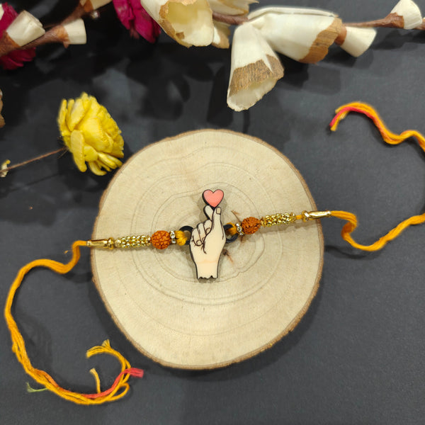 Indianvibez Korean Heart Wooden Rakhi, K-Pop Style Rakhi for Brother - Kids Rakhi - Distacart
