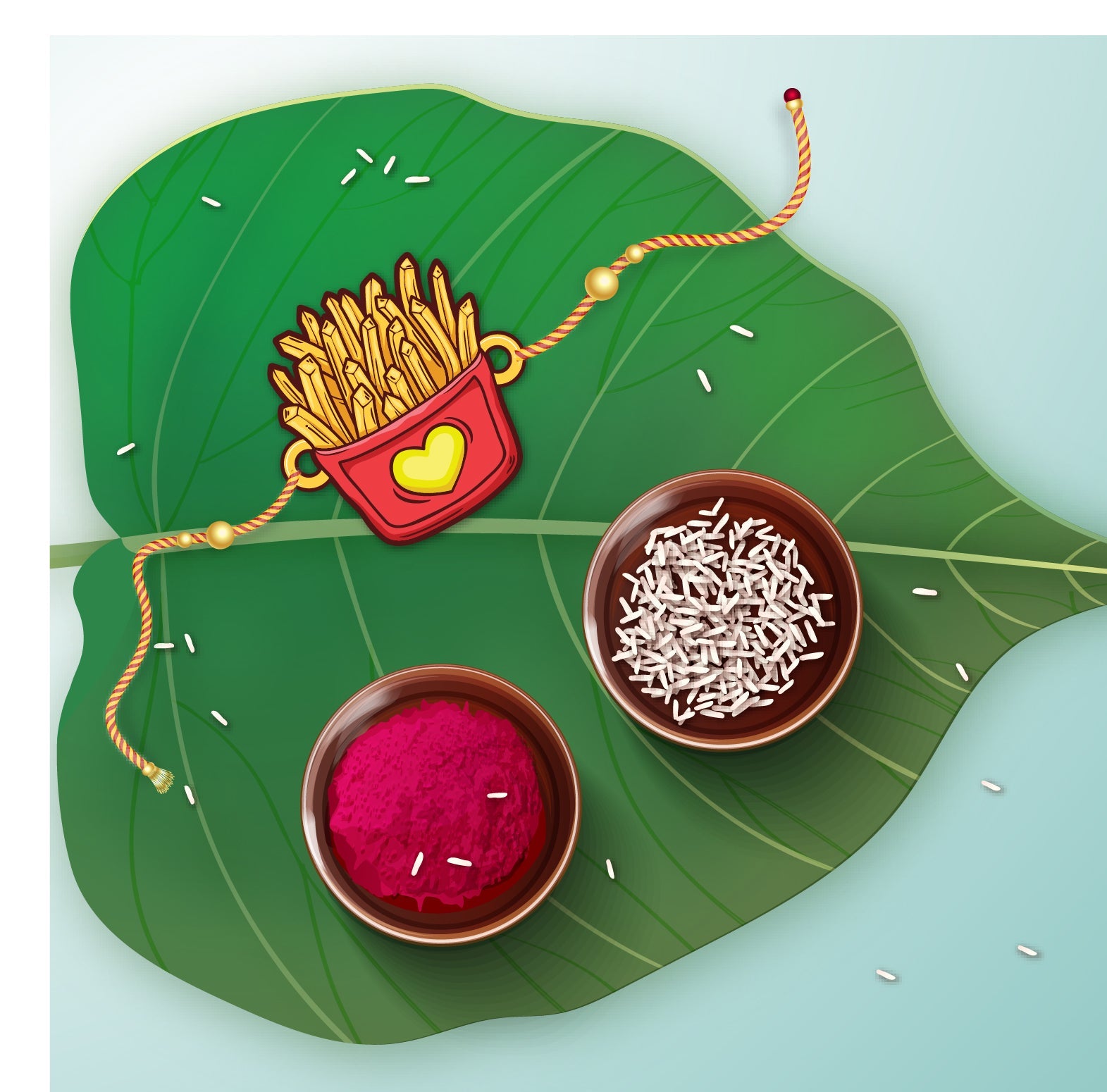 Indianvibez Fries Wooden Rakhi, Food Rakhi for Brother - Kids Rakhi