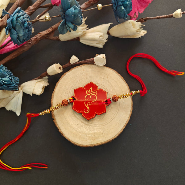 Indianvibez Lord Ganesha Wooden Rakhi, God Religious Spiritual Rakhi - Kids Rakhi