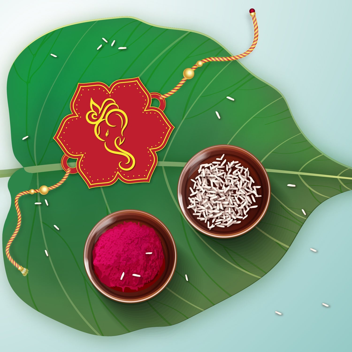 Indianvibez Lord Ganesha Wooden Rakhi, God Religious Spiritual Rakhi - Kids Rakhi