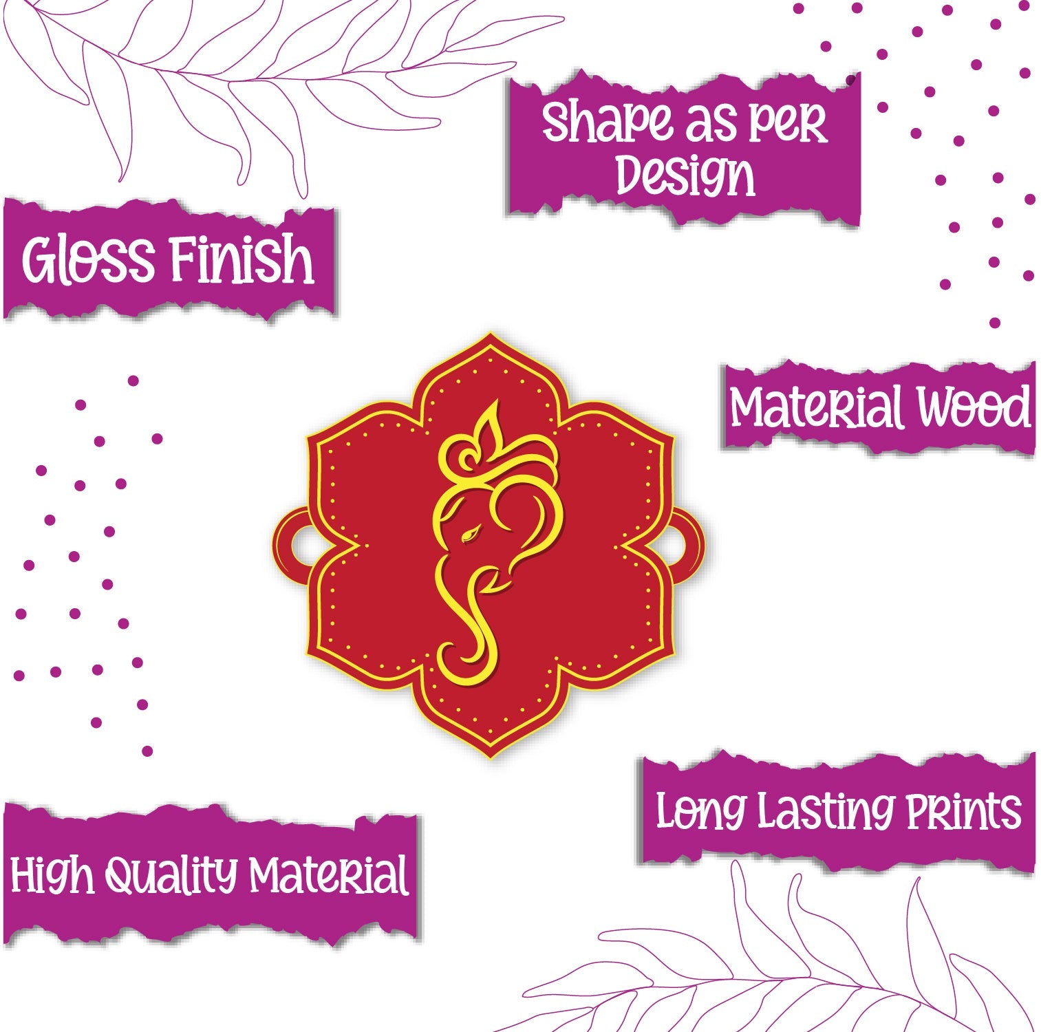 Indianvibez Lord Ganesha Wooden Rakhi, God Religious Spiritual Rakhi - Kids Rakhi