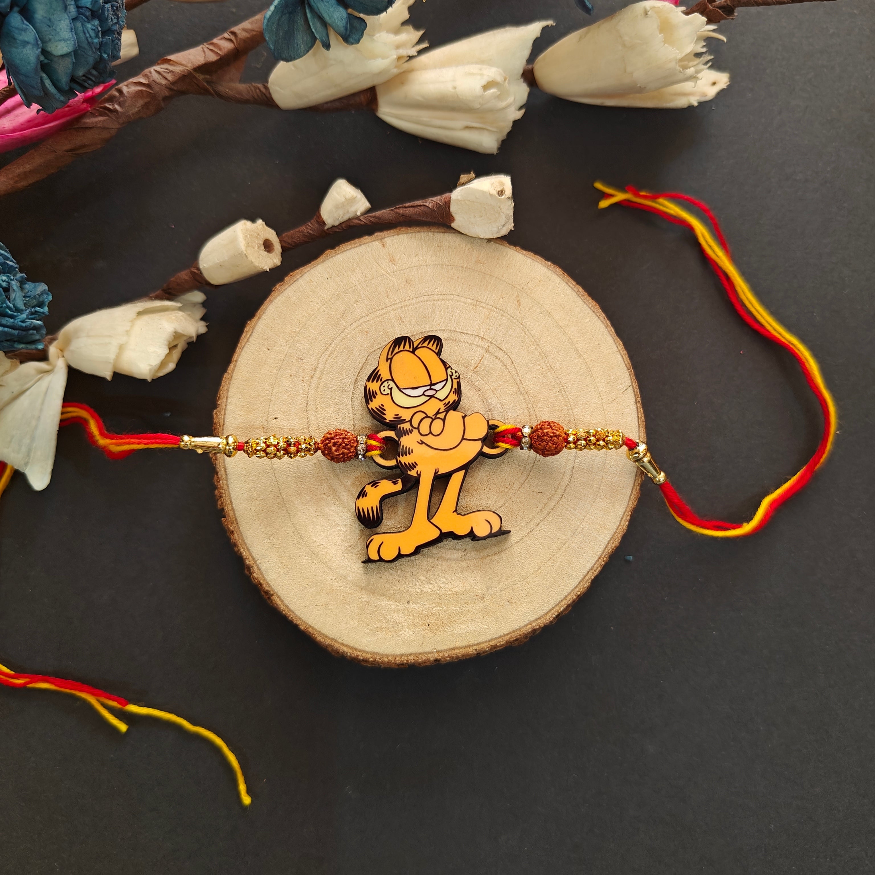 Indianvibez Garfield Wooden Rakhi, Cartoon Rakhi for Brother - Kids Rakhi