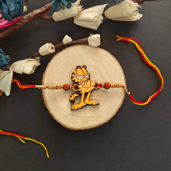 Indianvibez Garfield Wooden Rakhi, Cartoon Rakhi for Brother - Kids Rakhi