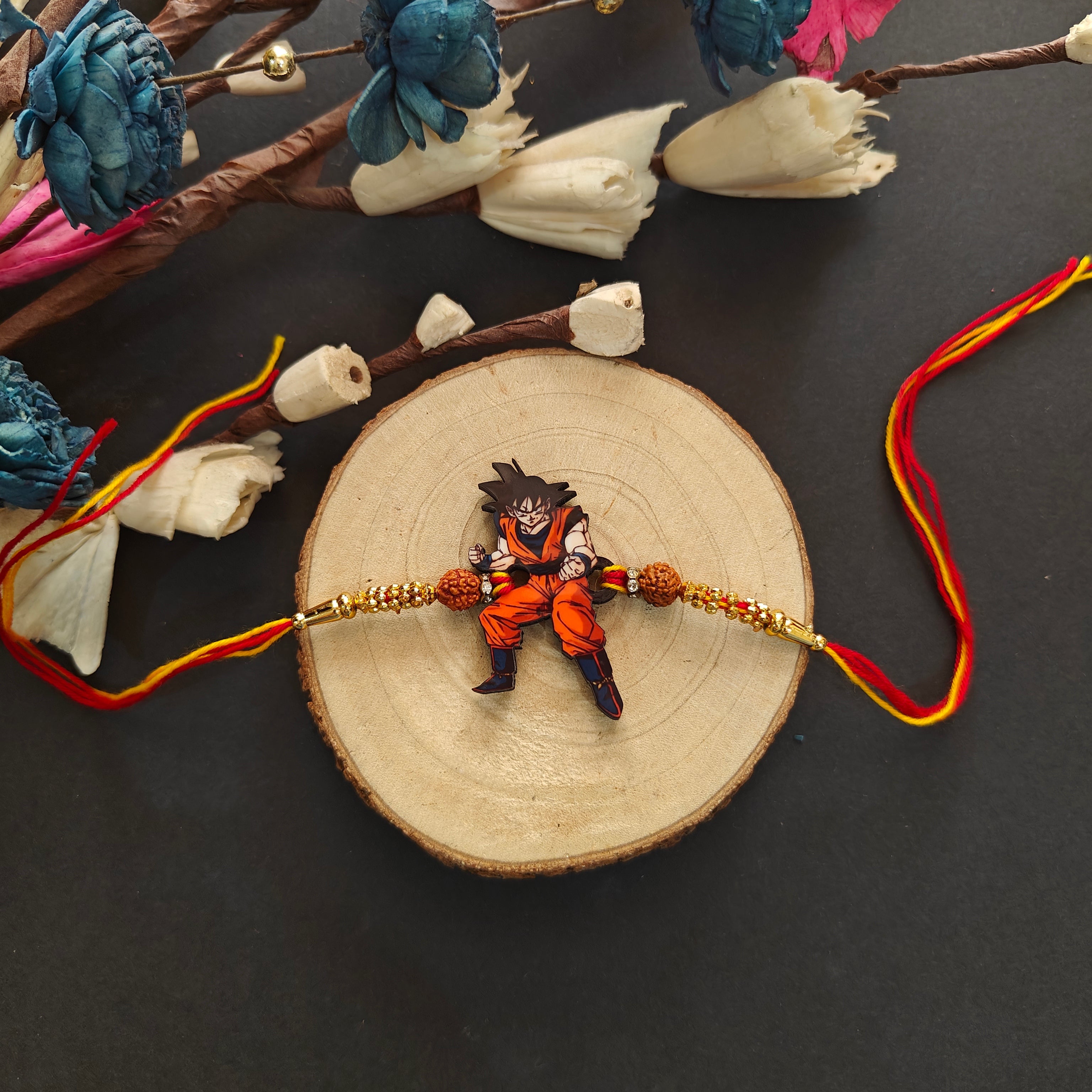 Indianvibez Goku Wooden Rakhi, Anime Rakhi for Brother India - Kids Rakhi