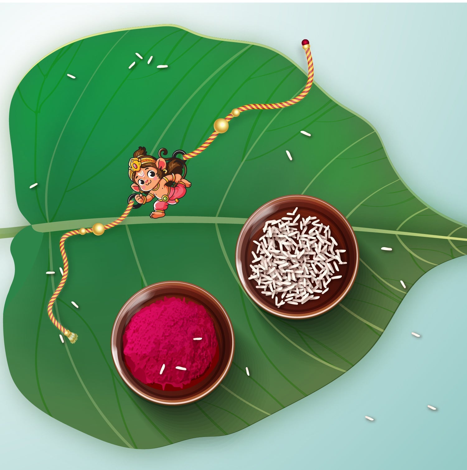 Indianvibez Lord Hanuman Wooden Rakhi for Brother, Divine & Spiritual Rakhi for Bhai , Bhaiya - Kids Rakhi