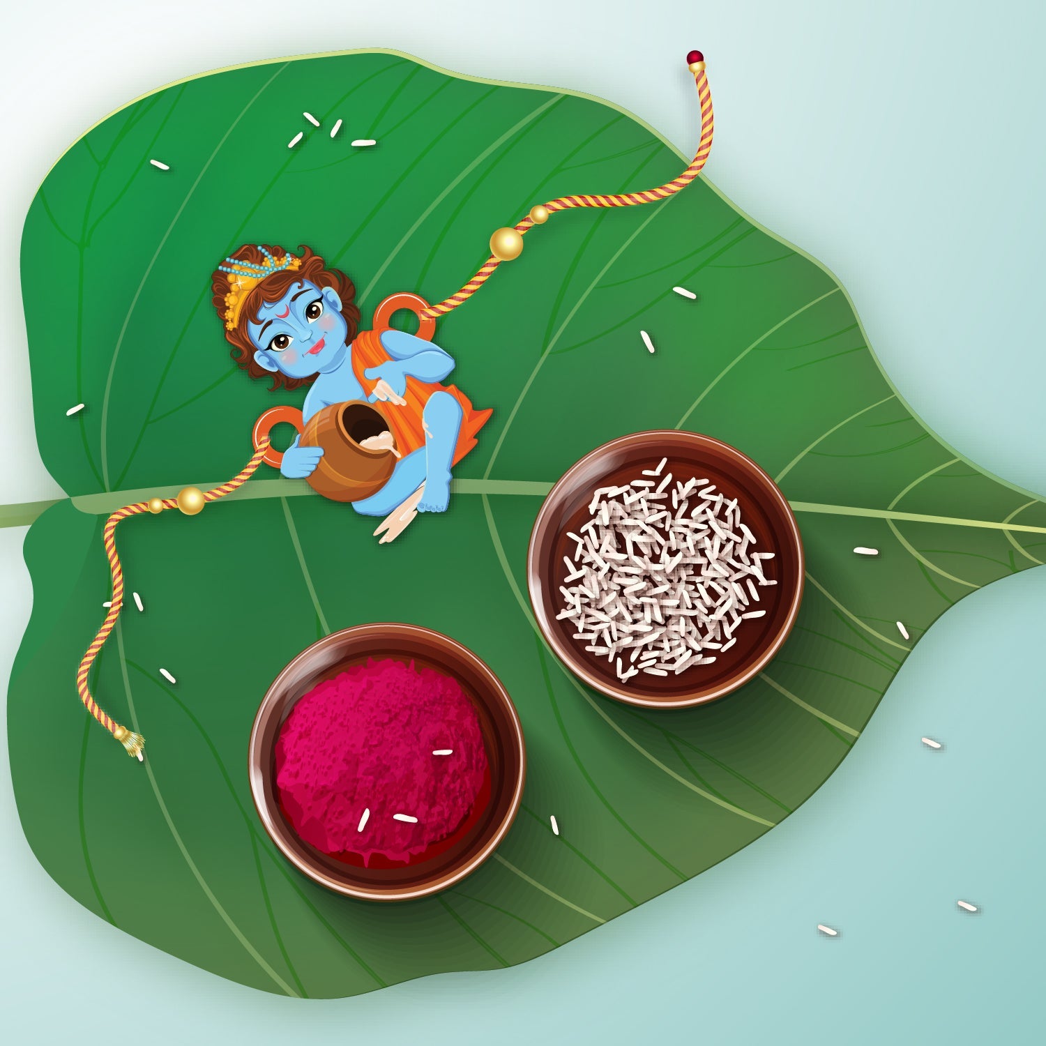 Indianvibez Lord Krishna Wooden Rakhi for Brother, God Religious Spiritual Rakhi - Kids Rakhi