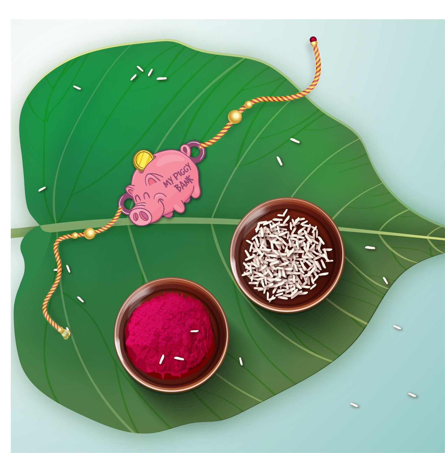 Indianvibez Piggy Bank Wooden Rakhi, Cute Rakhi for Brother - Kids Rakhi