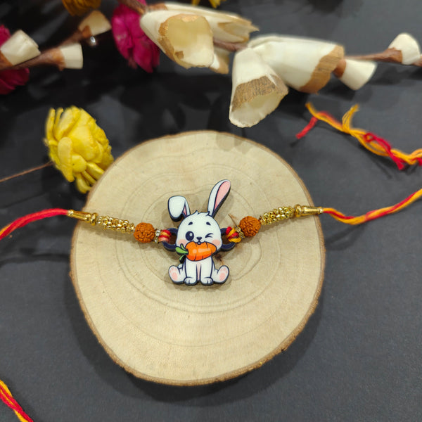 Indianvibez Rabbit Wooden Rakhi, Cute Animal Rakhi - Kids Rakhi