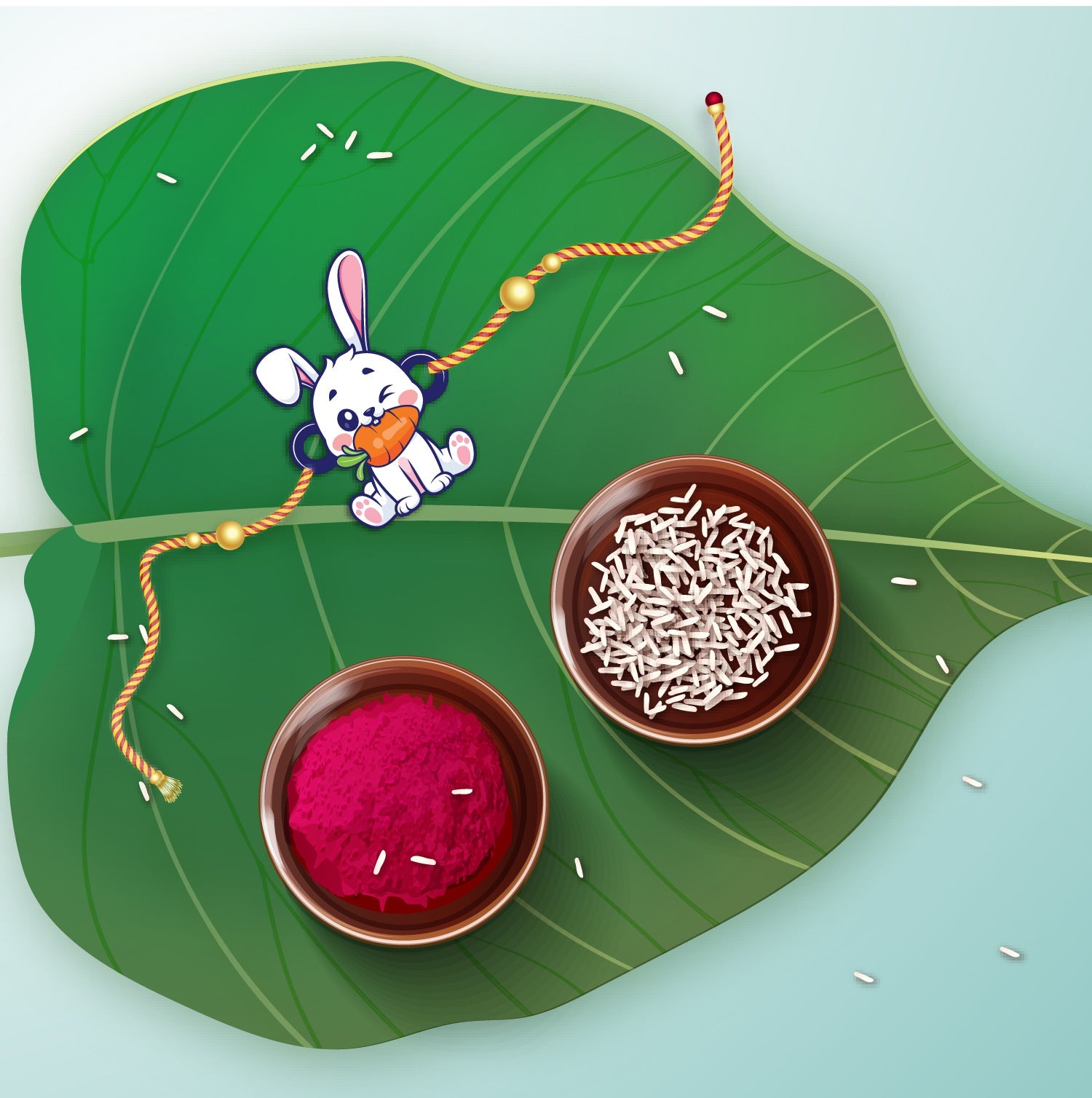 Indianvibez Rabbit Wooden Rakhi, Cute Animal Rakhi - Kids Rakhi