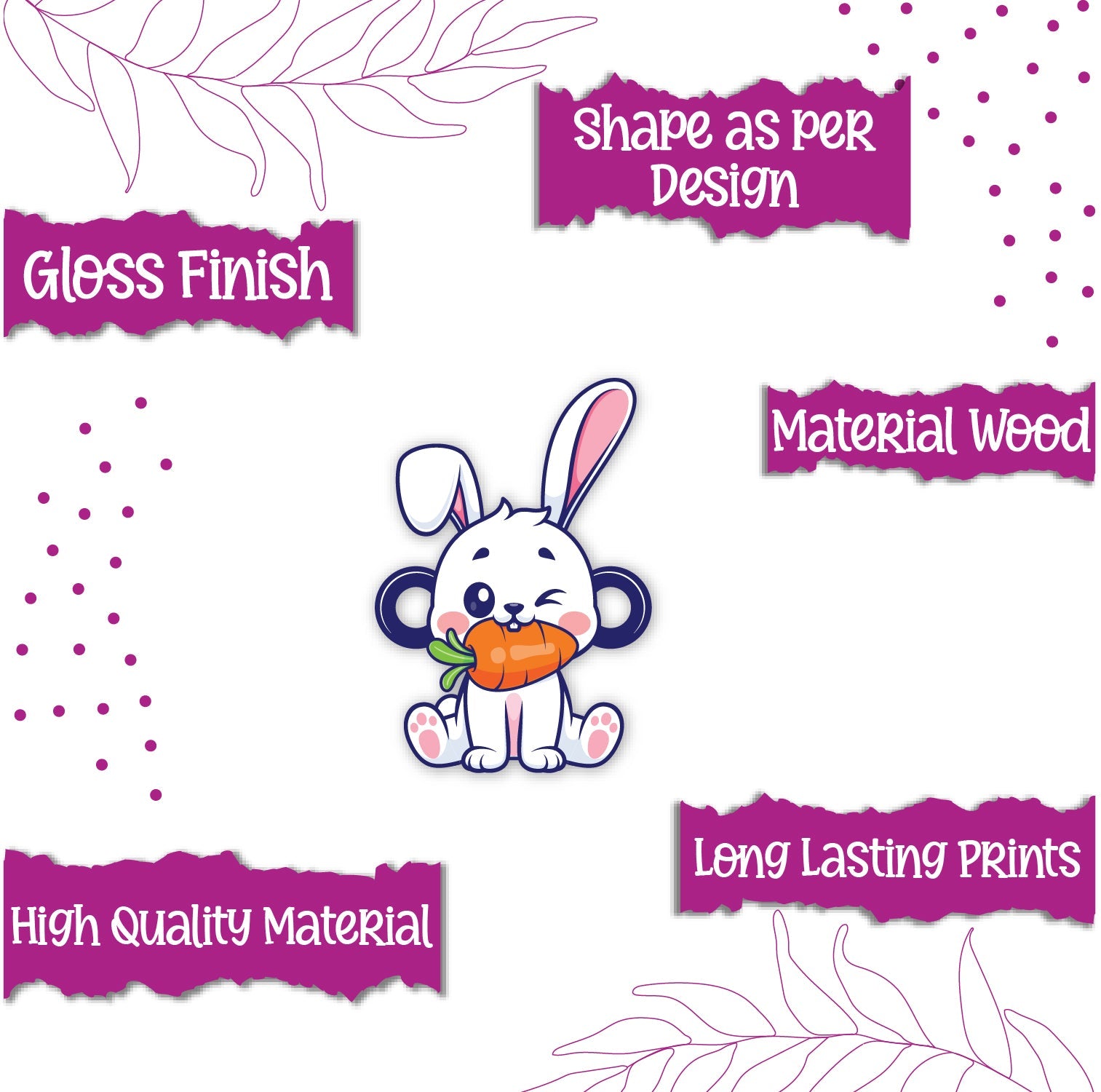 Indianvibez Rabbit Wooden Rakhi, Cute Animal Rakhi - Kids Rakhi