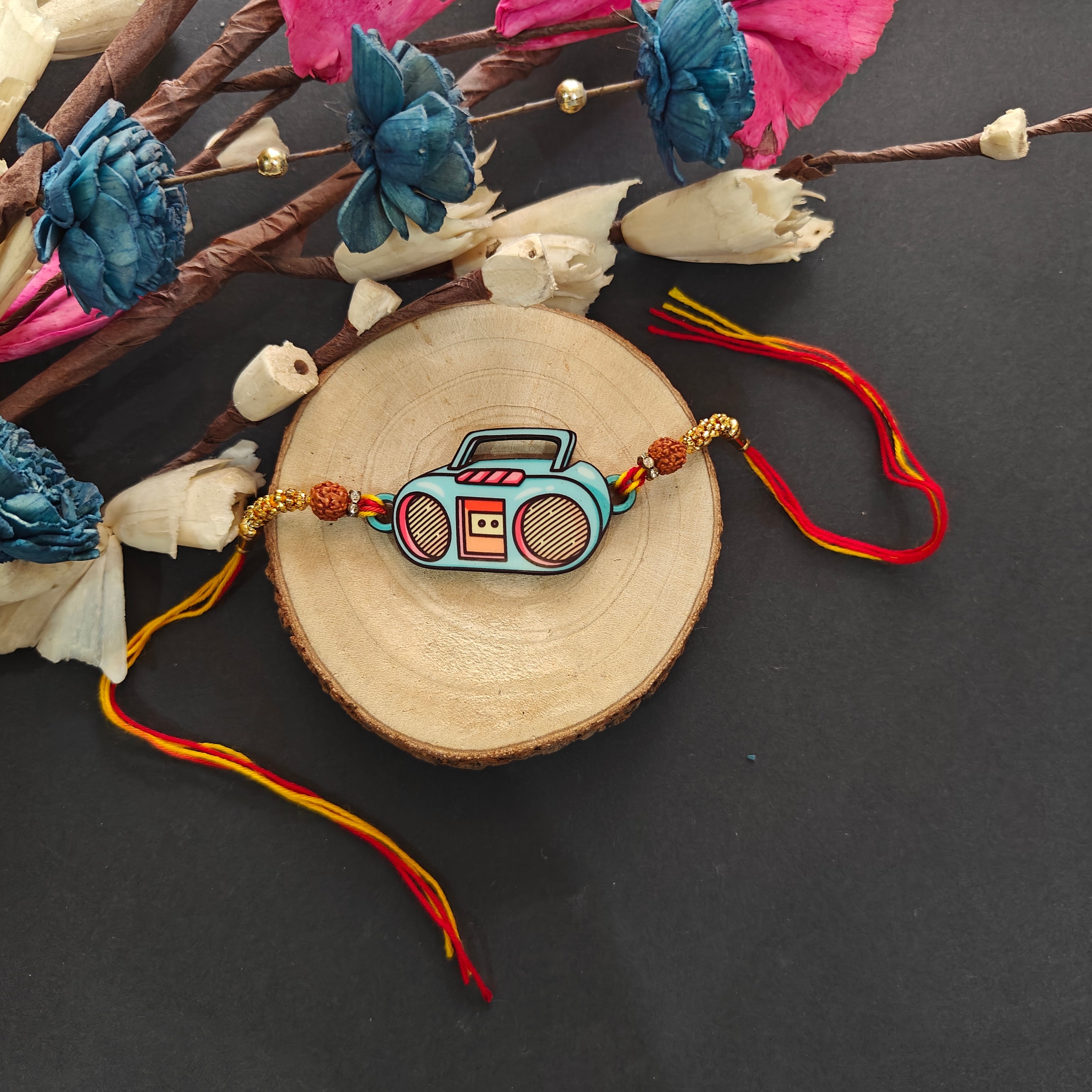 Indianvibez Radio Wooden Rakhi, Quirky Retro Rakhi for Brother - Kids Rakhi
