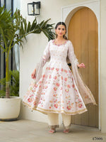 Thumbnail for Functional Designer Off white Jam Silk Anarkali suit with Dupatta-Anbazaar - Distacart