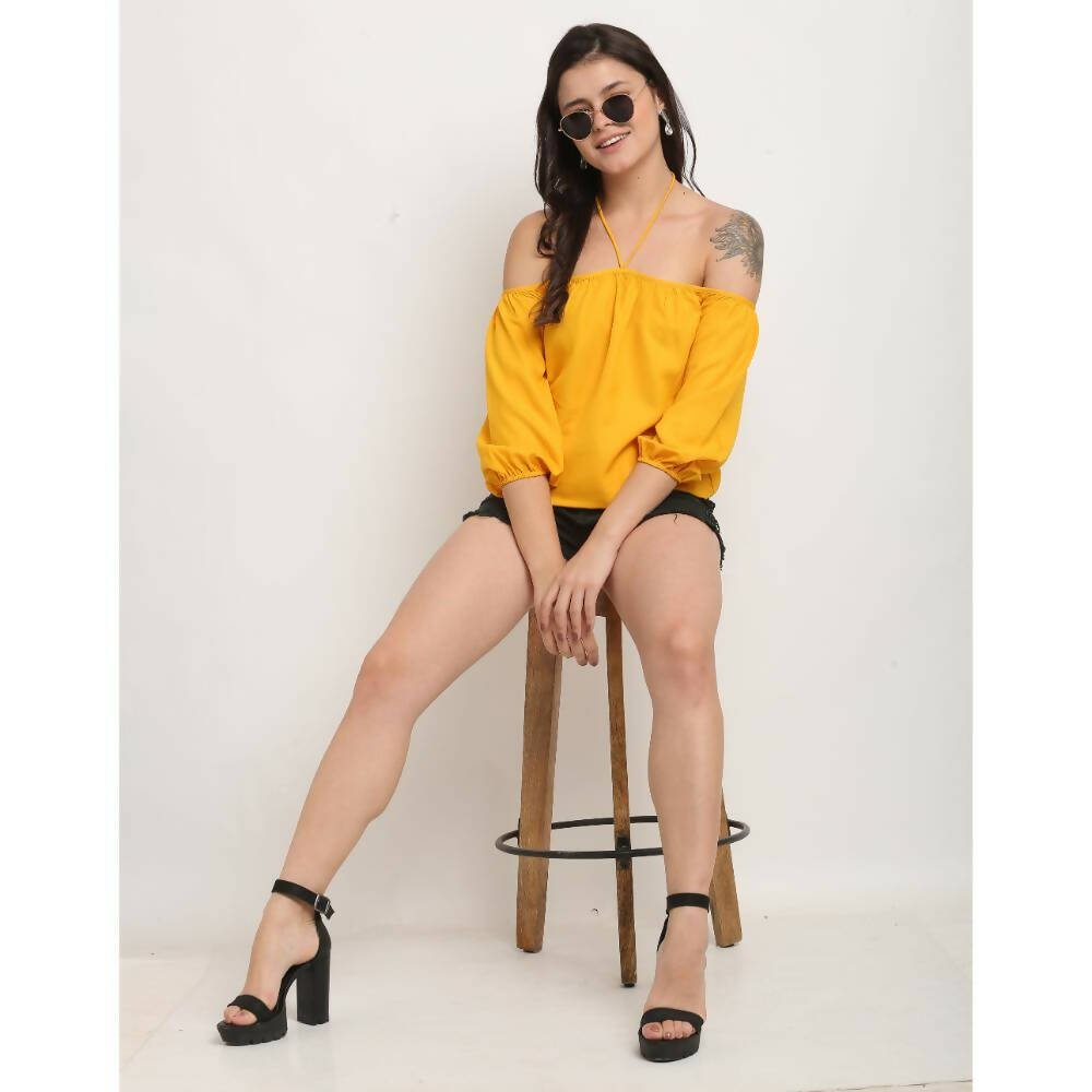 Aastha Fashion Women's Yellow Polyester Solid Casual Top - Distacart