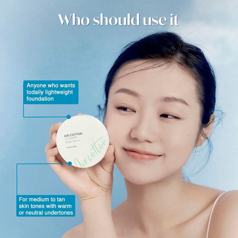 The Face Shop Air Cotton Cushion SPF 50+ PA++++ - 205 Dark Beige - Distacart