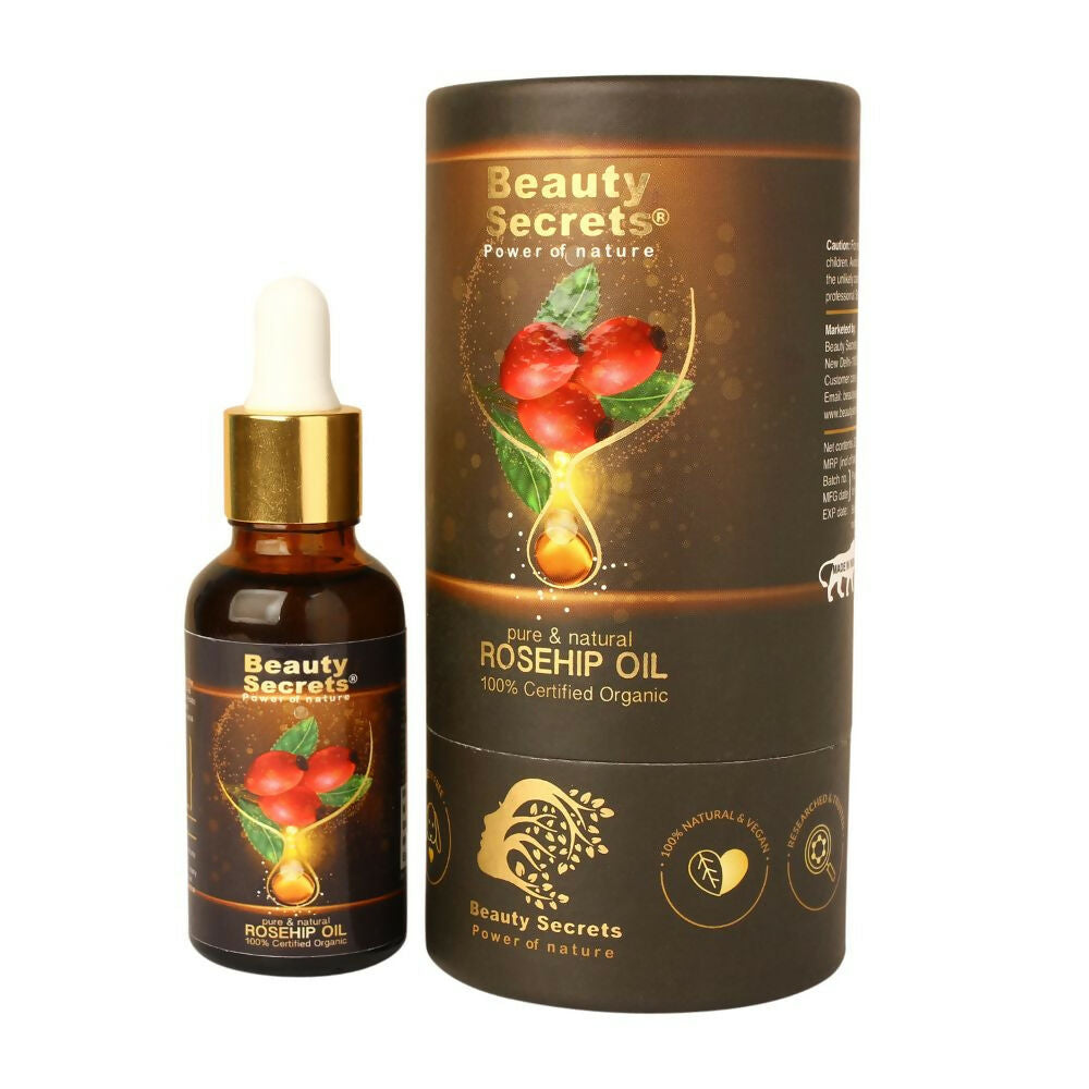 Beauty Secrets Certified Organic Rosehip Oil for Face and Body - Distacart