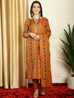 Thumbnail for Jyoti Fashion Women's Mustard Pashmina Floral Digital Printed Kurta with Trouser & Dupatta - Distacart