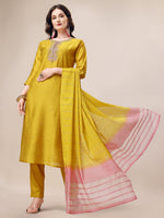 Thumbnail for Hand Embroidered Kurta With Pant & Dupatta Set, Multicolor - Hiral Fashion - Distacart