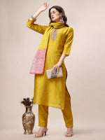 Thumbnail for Hand Embroidered Kurta With Pant & Dupatta Set, Multicolor - Hiral Fashion - Distacart