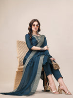 Thumbnail for Hand Embroidered Button Embellished Kurta With Pant And Sequined Dupatta, Multicolor - Hiral Fashion - Distacart