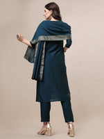 Thumbnail for Hand Embroidered Button Embellished Kurta With Pant And Sequined Dupatta, Multicolor - Hiral Fashion - Distacart