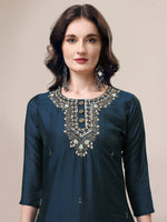 Thumbnail for Hand Embroidered Button Embellished Kurta With Pant And Sequined Dupatta, Multicolor - Hiral Fashion - Distacart