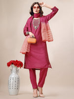 Thumbnail for Hand Embroidered Mirror Detailed Kurta With Pant & Dupatta, Multicolor - Hiral Fashion - Distacart