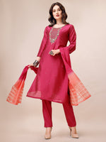 Thumbnail for Hand Embroidered Mirror Detailed Kurta With Pant & Dupatta, Multicolor - Hiral Fashion - Distacart