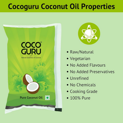 Cocoguru Coconut Oil Pouch (High Grade + Cold Pressed Combo) - Dista
